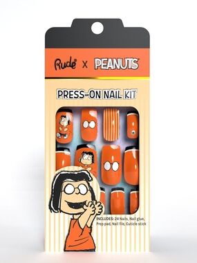 Rude x Peanuts Lucy Press On Nails Orange Set Character NWT
